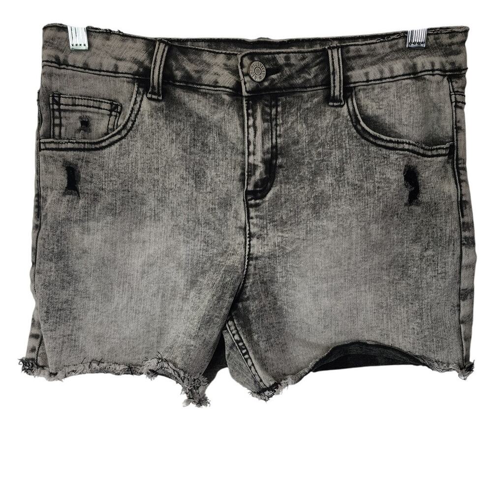 Justice Black Stone washed Distressed Frayed Hem Jean Shorts Girls Size 18 Plus